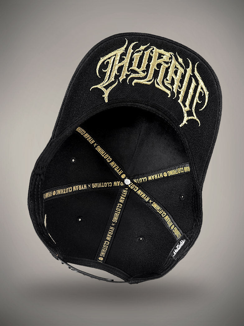Casquette Hyraw skull raw noir et doré