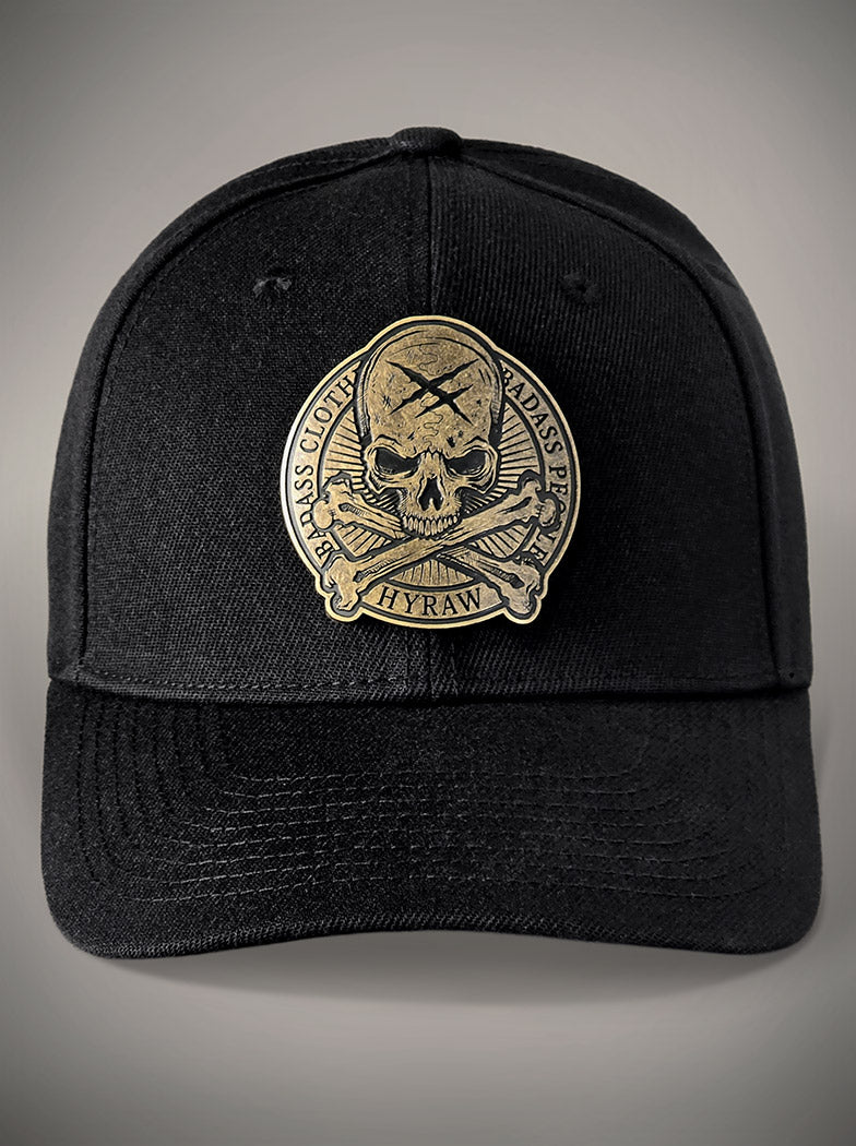 Casquette Hyraw skull raw noir et doré