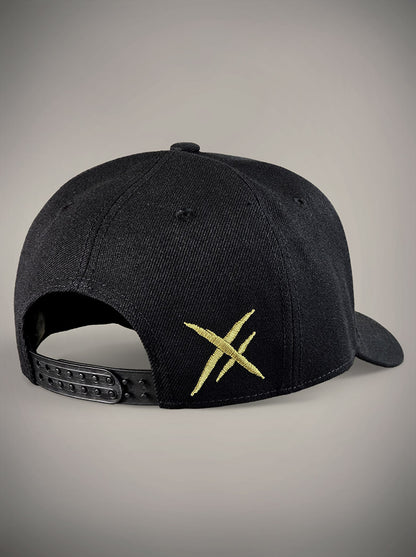 Casquette Hyraw skull raw noir et doré