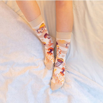 Chaussette méduse océan mignonne coquillage