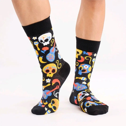 Chaussette santa muerte tête de mort mexicain