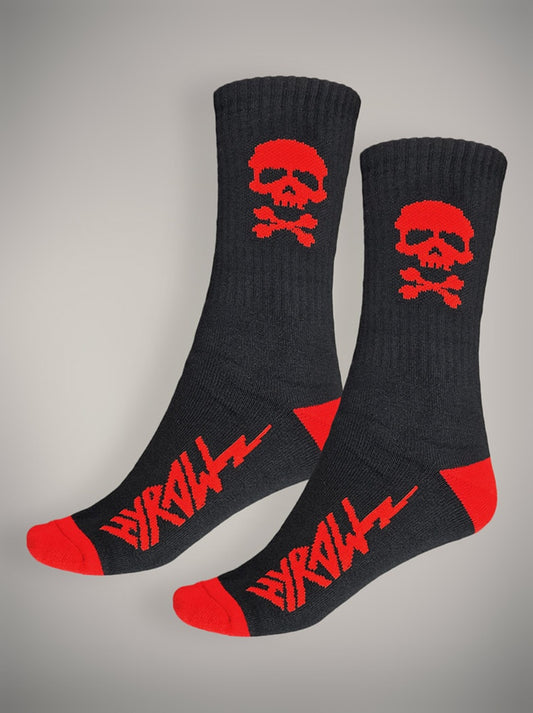 Chaussette Hyraw skull tête de mort rouge et noir punk rock gothic