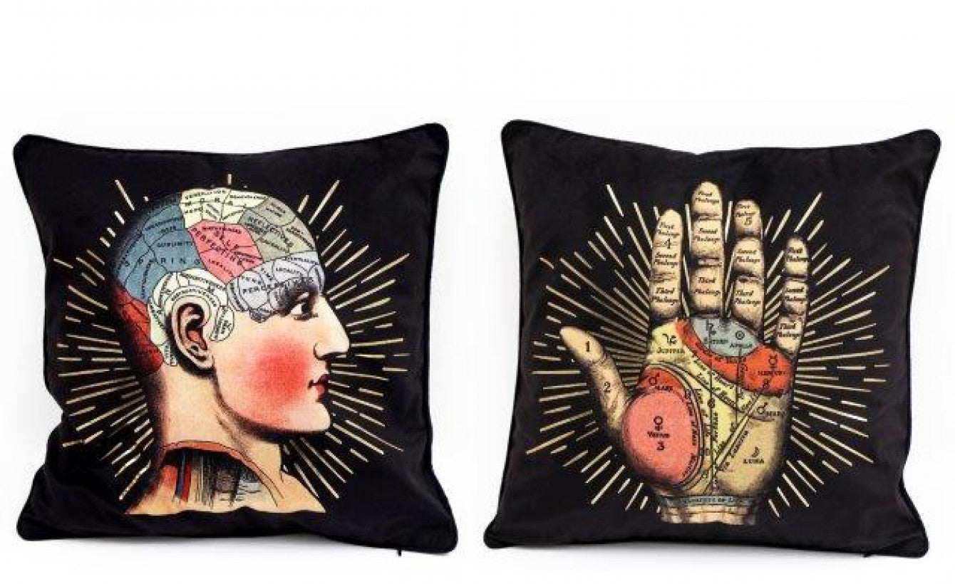 Coussin Phrénologie / ligne De La Main rétro vintage old school