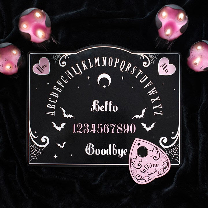 Planche de ouija rose et noir coeur et chauve souris gothic witchy