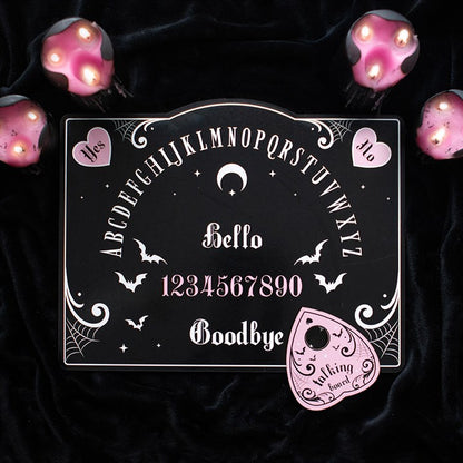 Planche de ouija rose et noir coeur et chauve souris gothic witchy