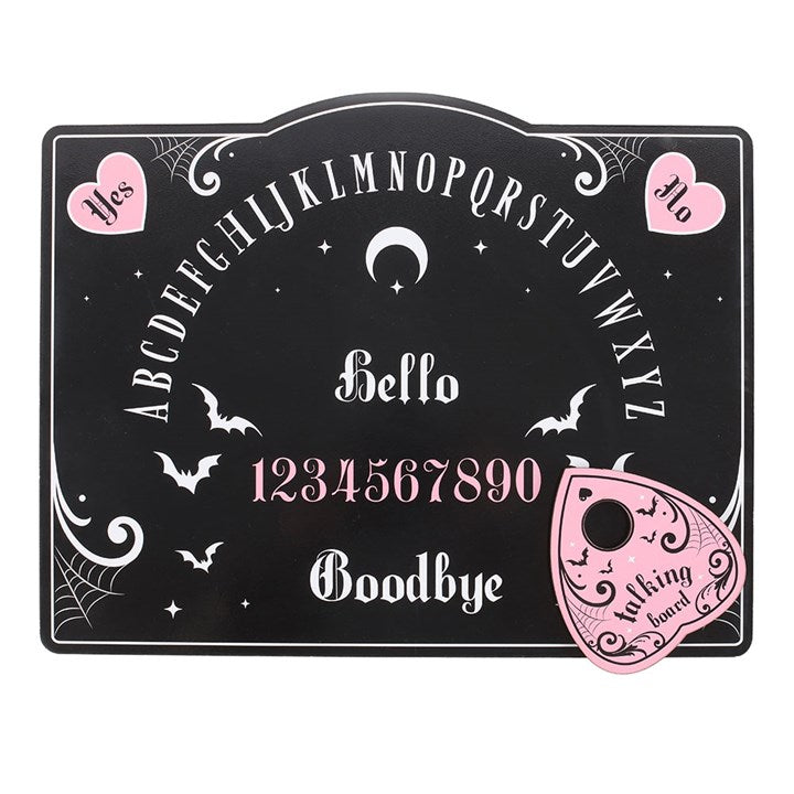 Planche de ouija rose et noir coeur et chauve souris gothic witchy