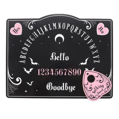 Planche de ouija rose et noir coeur et chauve souris gothic witchy