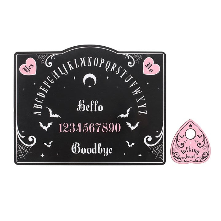Planche de ouija rose et noir coeur et chauve souris gothic witchy