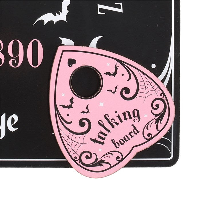 Planche de ouija rose et noir coeur et chauve souris gothic witchy