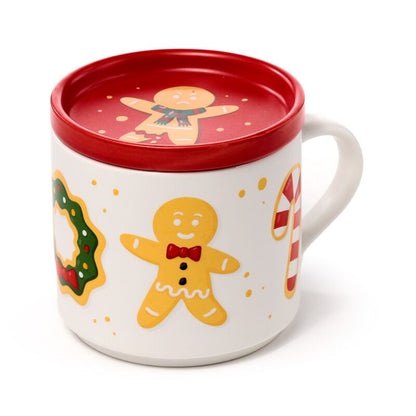 Ensemble Mug / tasse Porcelaine & Dessous de VerrePain d'épice Noël