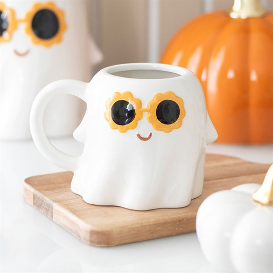 Tasse / mug fantome des année 60 groovy avec lunette de soleil fleur
