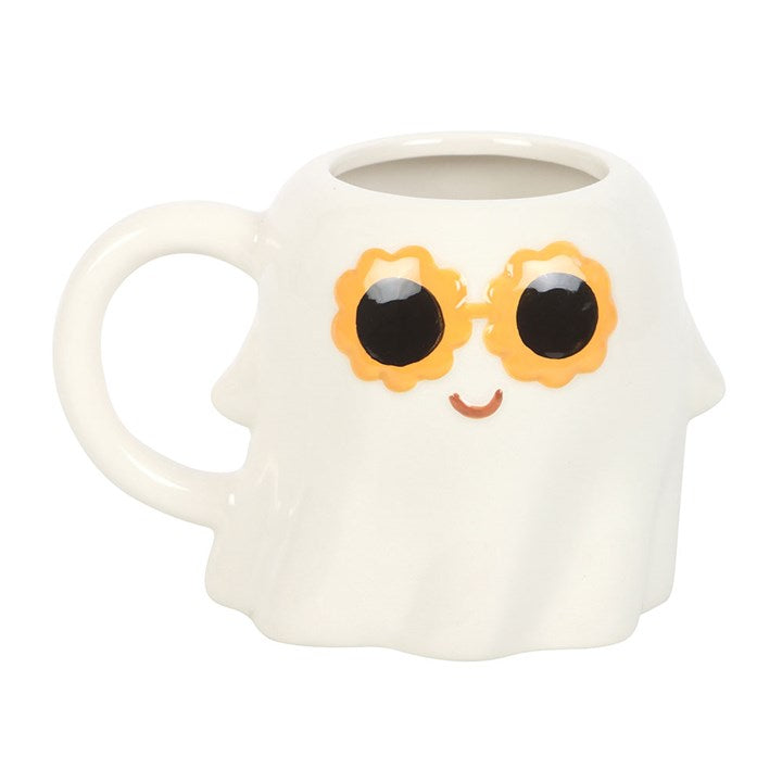 Tasse / mug fantome des année 60 groovy avec lunette de soleil fleur