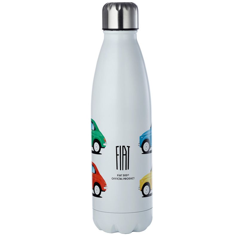 Gourde Isolée 500ml en Acier Inoxydable pour Boissons Chaudes ou Froides Fiat 500 - Voiture Rétro