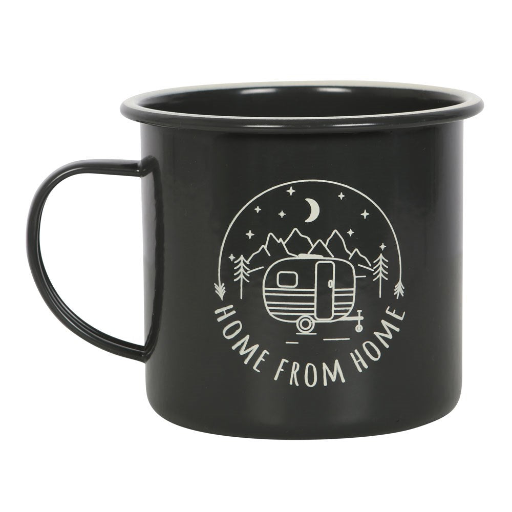 Tasse / mug en émail camping grise foncé