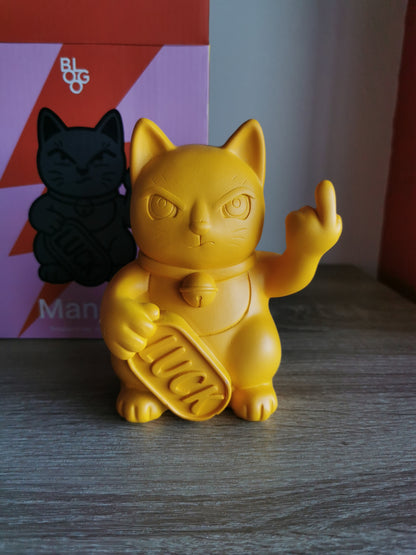 ( Défaut ) Petite figurine de chat chanceux jaune maki neko fuck
