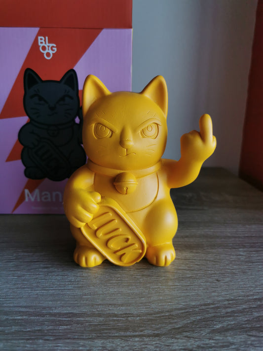 ( Défaut ) Petite figurine de chat chanceux jaune maki neko fuck