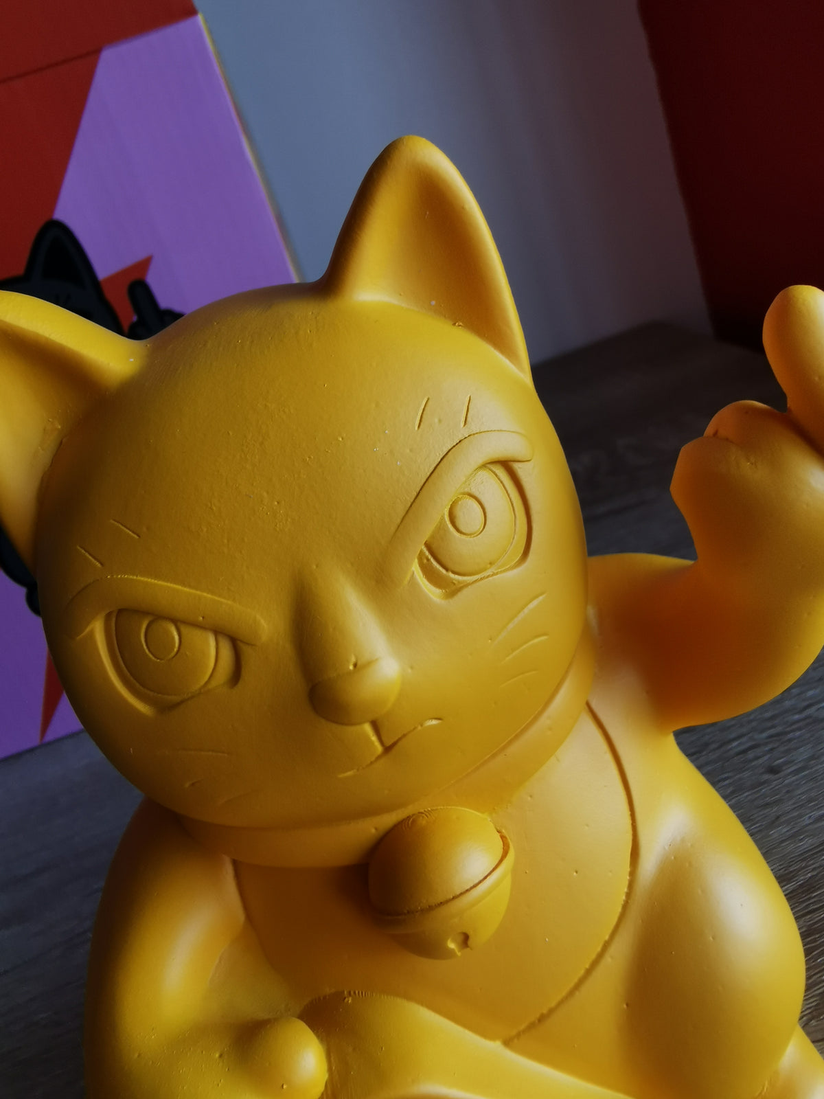 ( Défaut ) Petite figurine de chat chanceux jaune maki neko fuck