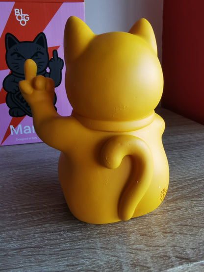 ( Défaut ) Petite figurine de chat chanceux jaune maki neko fuck