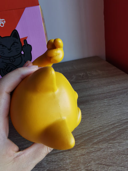 ( Défaut ) Petite figurine de chat chanceux jaune maki neko fuck