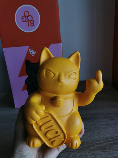 ( Défaut ) Petite figurine de chat chanceux jaune maki neko fuck