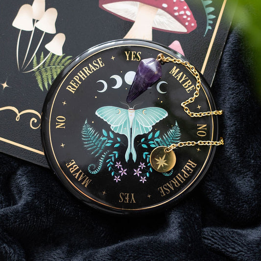 Kit de divination pendule Luna Moth avec papillon - witchy