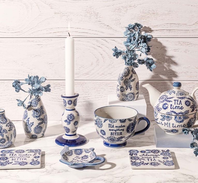 Lot de 4 dessous de verre bleu Willow
