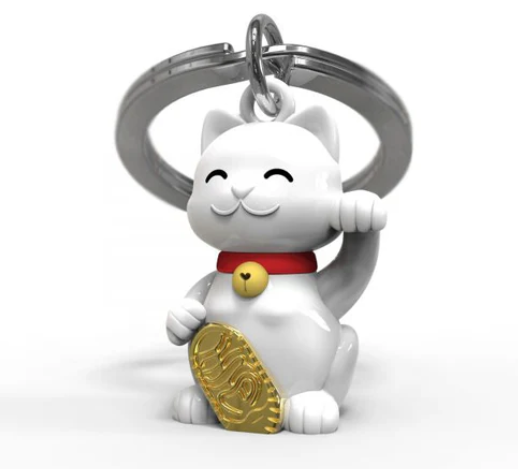 Mignon porte clé metalmorphose fun chat chanceux japonais 3D en métal massif pop culture kawaii