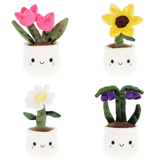 Mignonne petite peluche pot de fleur fun qui souri