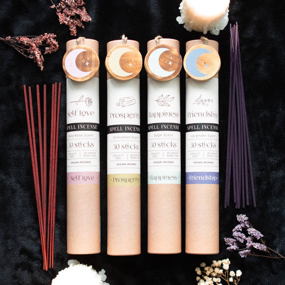 Set de 30 encens avec son support Magic spell lune rituel