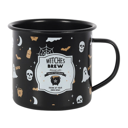 Tasse / mug en émail " Witches Brew " gothique sorcière fantôme