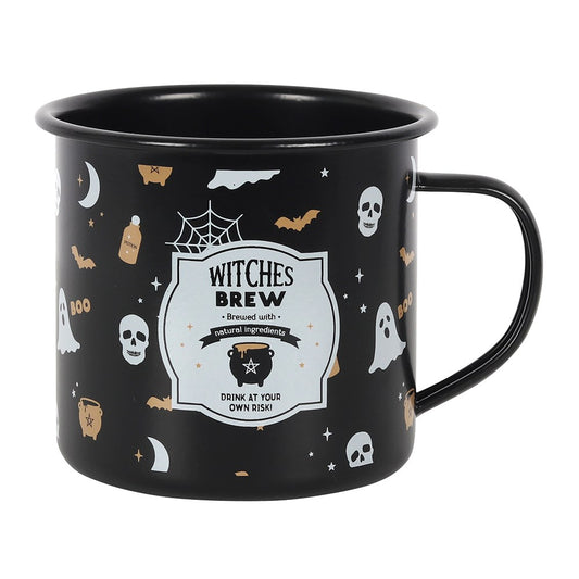 Tasse / mug en émail " Witches Brew " gothique sorcière fantôme
