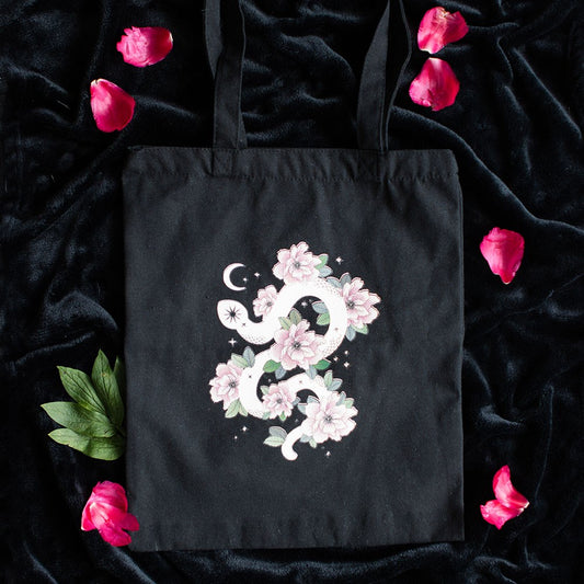Tote bag / Sac fourre-tout en polycoton pour serpent floral