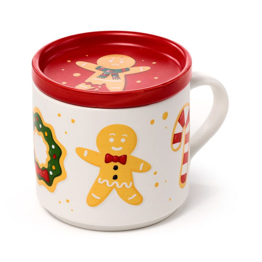 Ensemble Mug Porcelaine & Dessous de VerrePain d'épice Noël