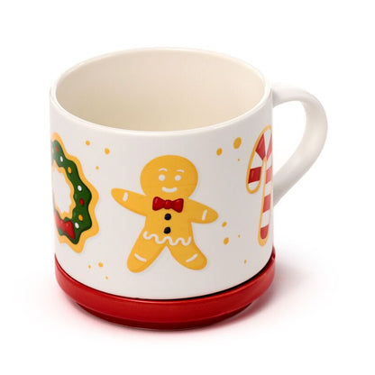 Ensemble Mug Porcelaine & Dessous de VerrePain d'épice Noël