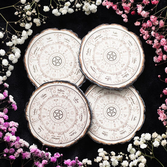 Lot de 4 sous verres imitaion bois spirituel roue russe