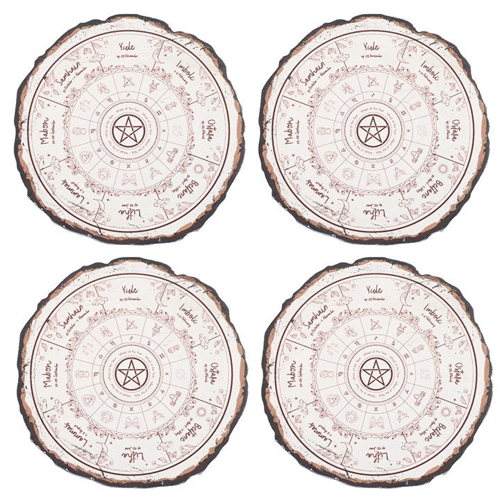 Lot de 4 sous verres imitaion bois spirituel roue russe