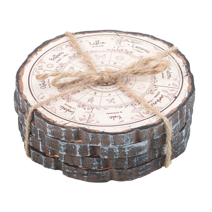 Lot de 4 sous verres imitaion bois spirituel roue russe