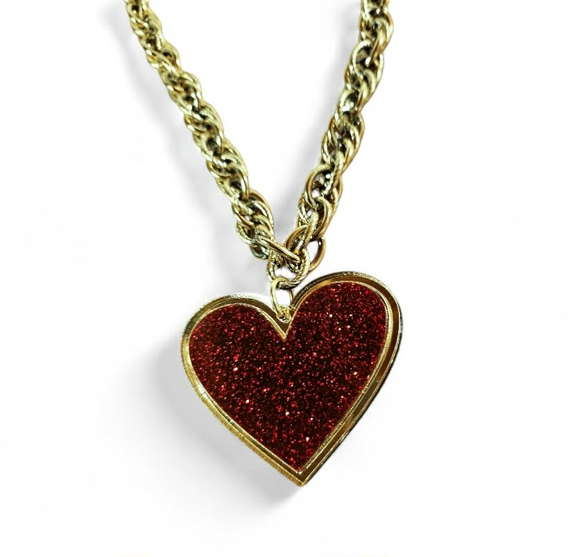 Ensemble collier et boucle d'oreille coeur profond
