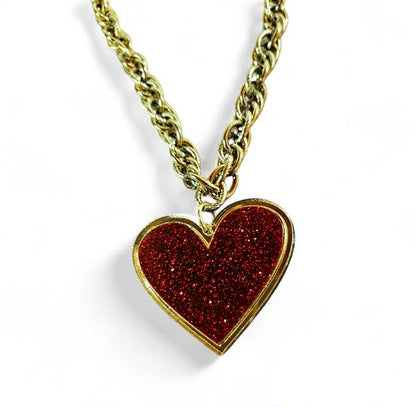 Ensemble collier et boucle d'oreille coeur profond
