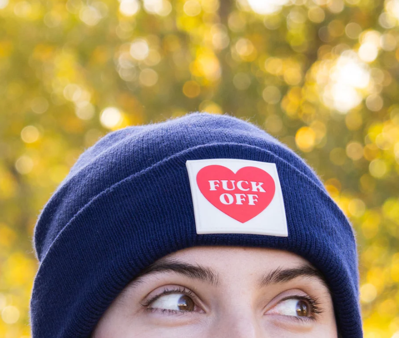 Bonnet unisexe bleu marine fuck off