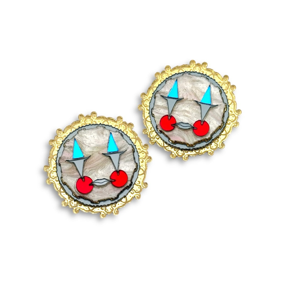 Boucle d'oreille Clownette en Plexiglass  Pop Art Face