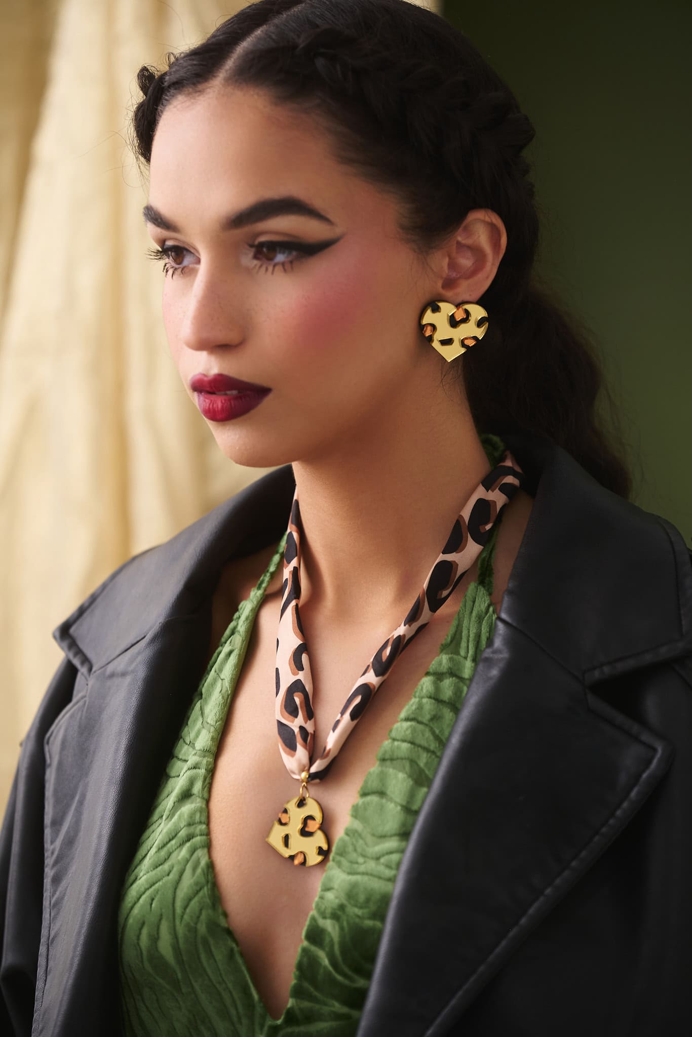 Boucle d'oreille cœur léopard