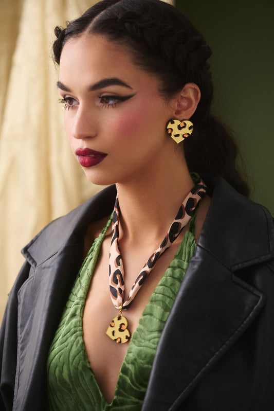 Boucle d'oreille cœur léopard