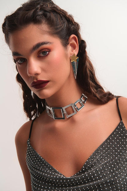 Boucles d'oreilles étoiles en plexiglas avec détails pailletés - Cosmic Trail