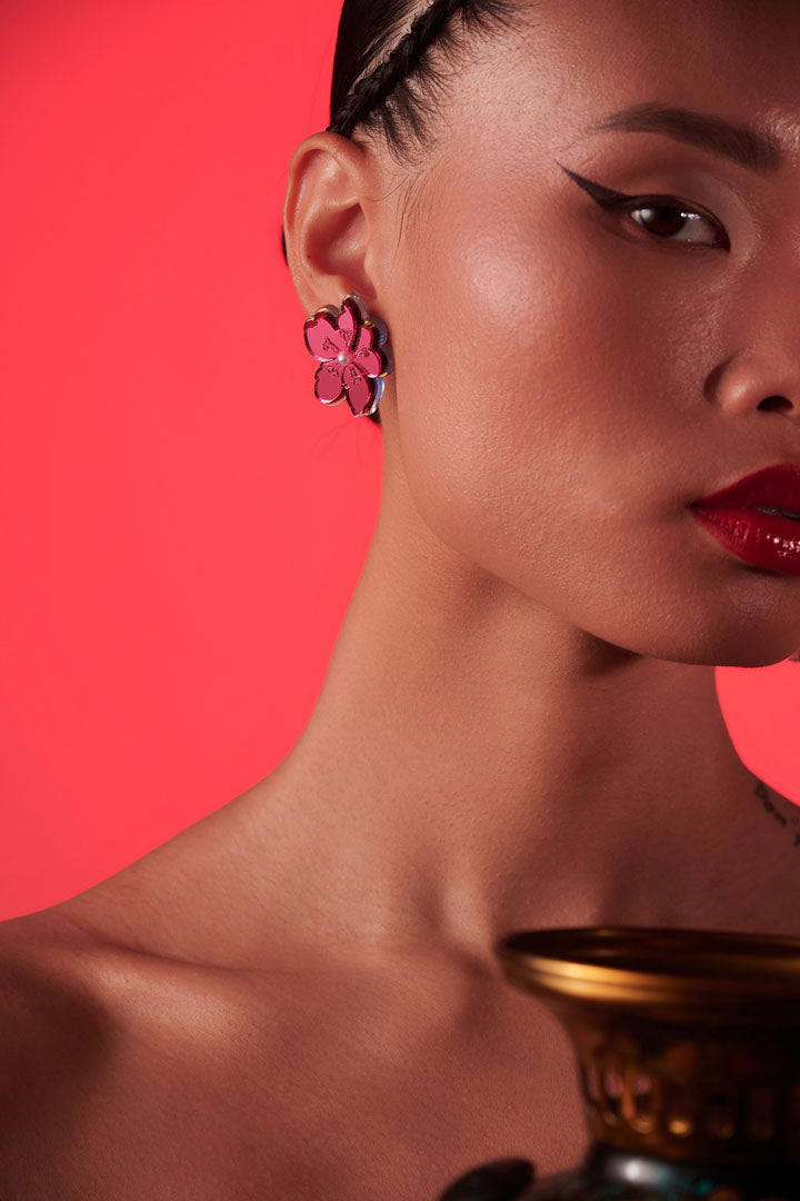 Boucle d'oreille fleur de cerisier japonaise