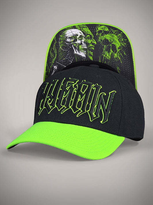 Casquette TOXIC vert fluo skull skate goth métal