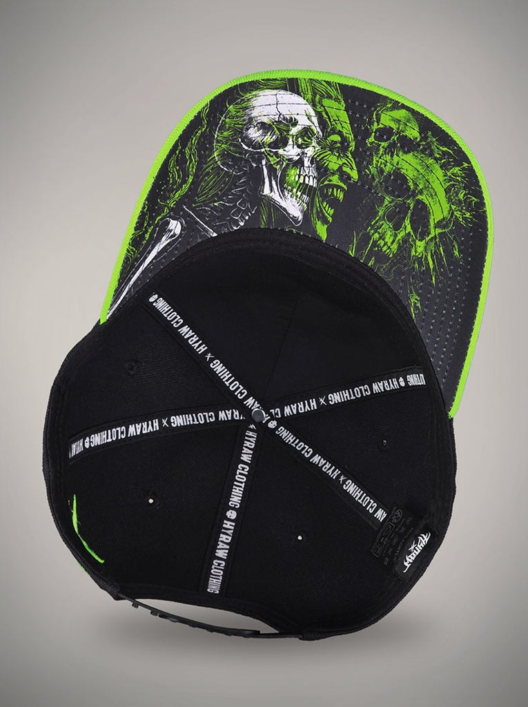 Casquette TOXIC vert fluo skull skate goth métal