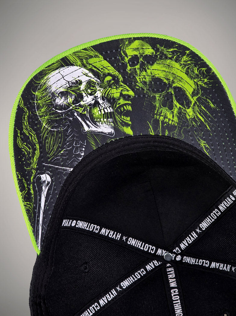 Casquette TOXIC vert fluo skull skate goth métal