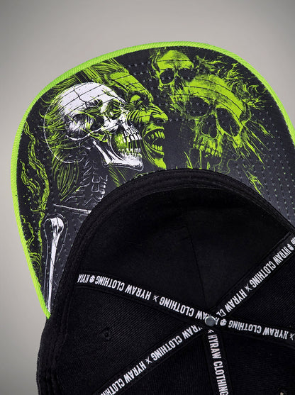 Casquette TOXIC vert fluo skull skate goth métal