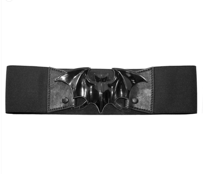 Ceinture élastique noir gothique boucle chauve souris | Kreepsville 666